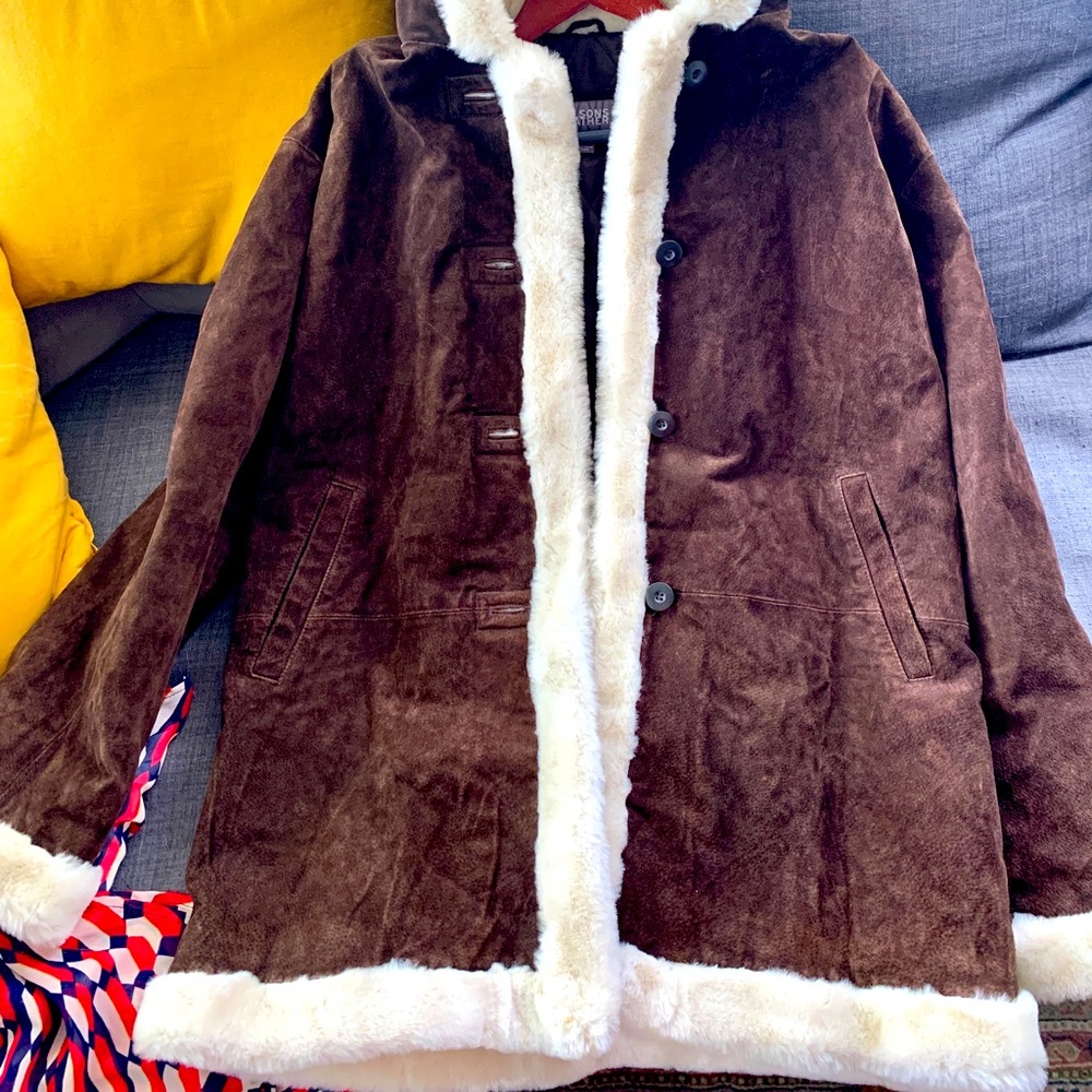 Wilson’s Leather Hooded Real Leather Jacket with Faux Fur Lining